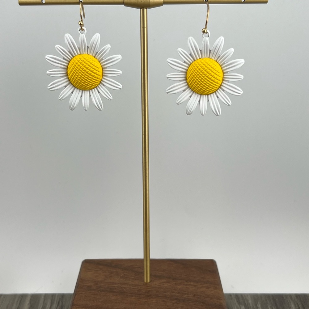 Yellow and White Daisy Earrings